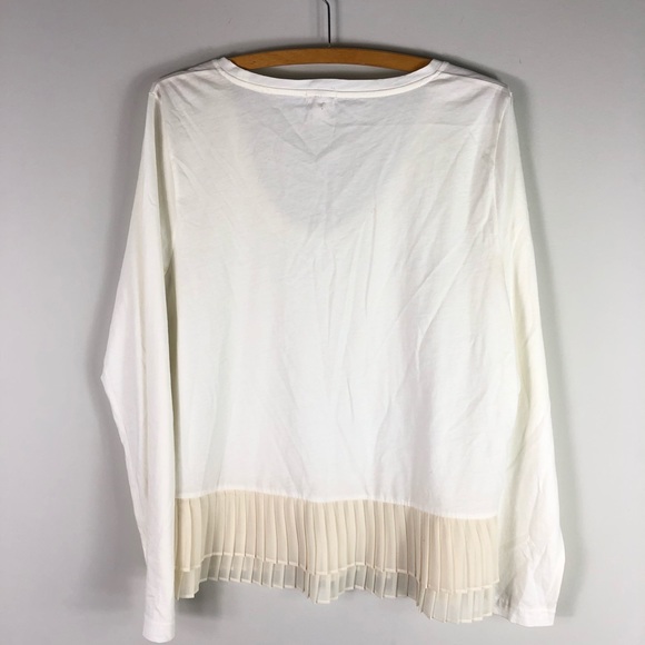 J. Crew Factory Cream Long Sleeve Top with Pleated Detail - Picture 6 of 9